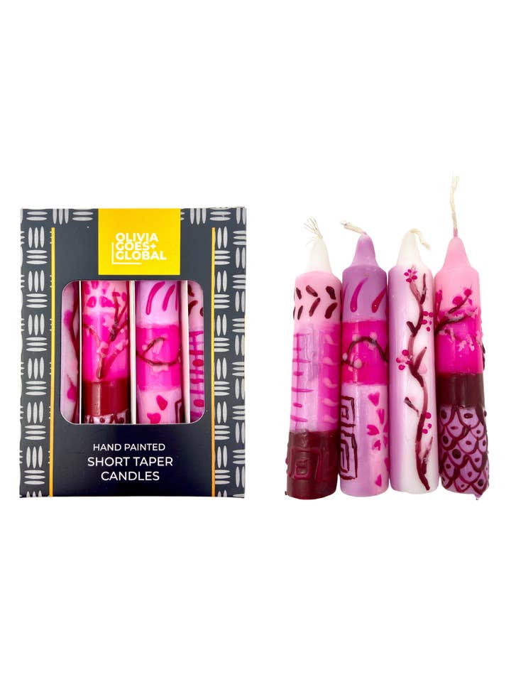 Hand-Painted Colorful Japanese Dinner/Shabbat Taper Candles for wholesale by Averfelt