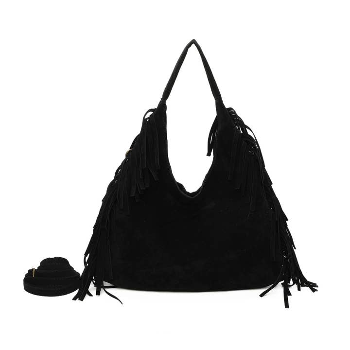 INES DELAURE - Wholesale Shoulder Bag - Women's - Soft tote with fringes3
