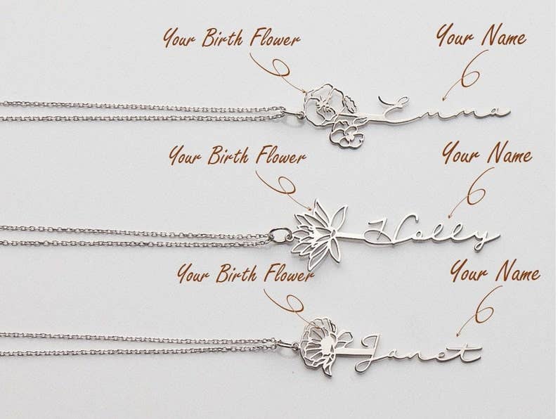 JoyPersonalized - Wholesale Pendant/Charm Necklace - Birth Flower Name Necklace4