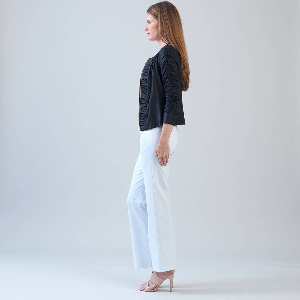 Clara Sunwoo – wholesale Leather jacket – Women′s – JK83 - Liquid Leather ™ Ruched Detail Jacket22