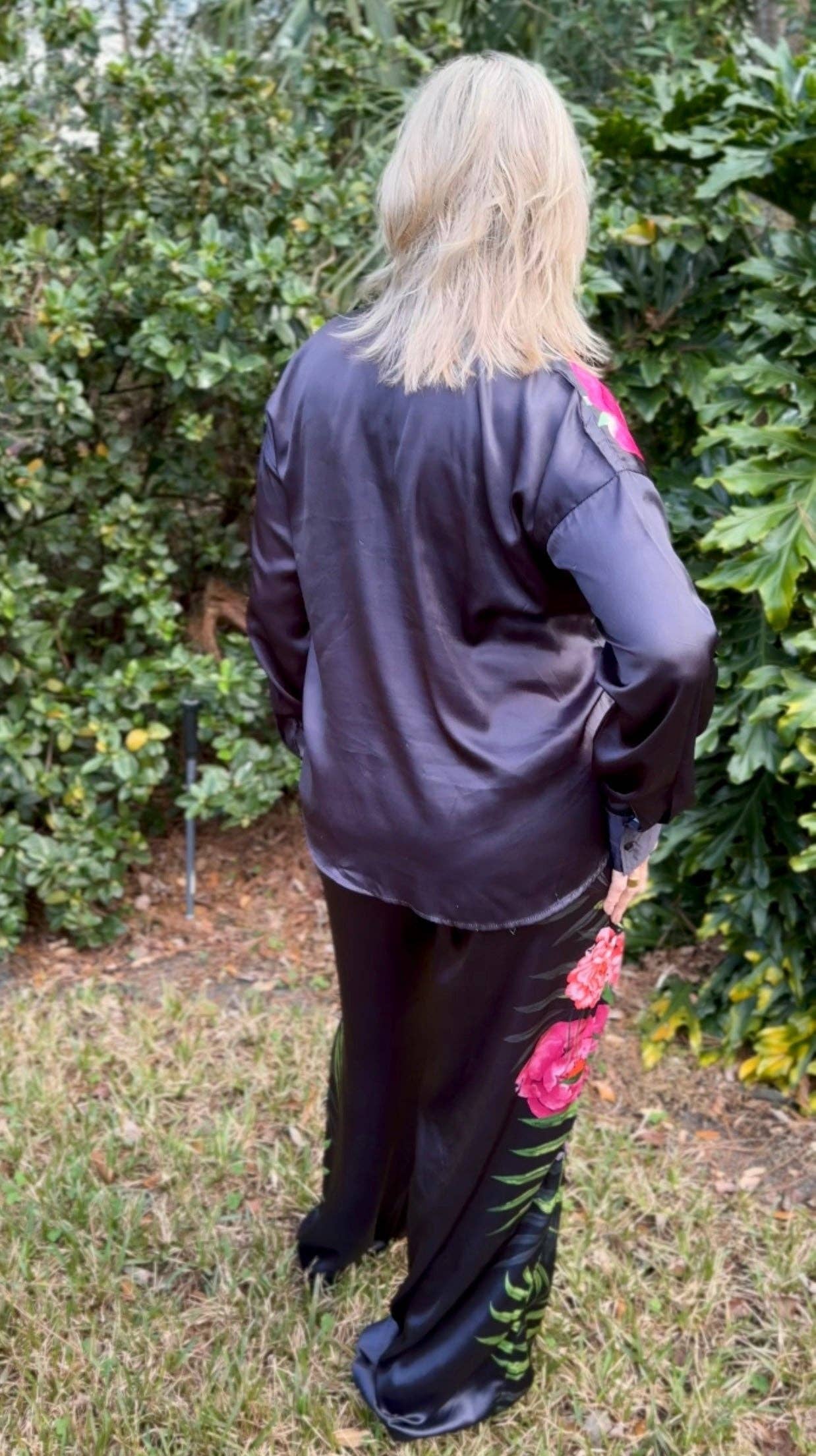 Paryse Style - Wholesale Top & Pant Set (NOT Loungewear) - Women's - Midnight Garden Japanese Silk Set | True 38" Inseam2