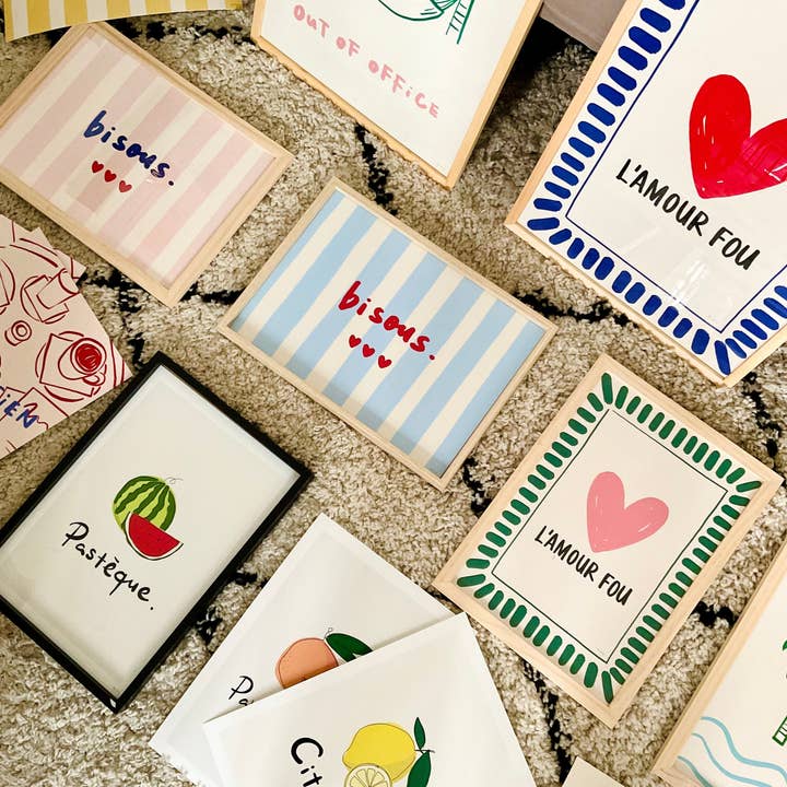 Art Prints by Rio Soléy - Wholesale Art Print - "Bisous" Art Print – Colourful French Poster5