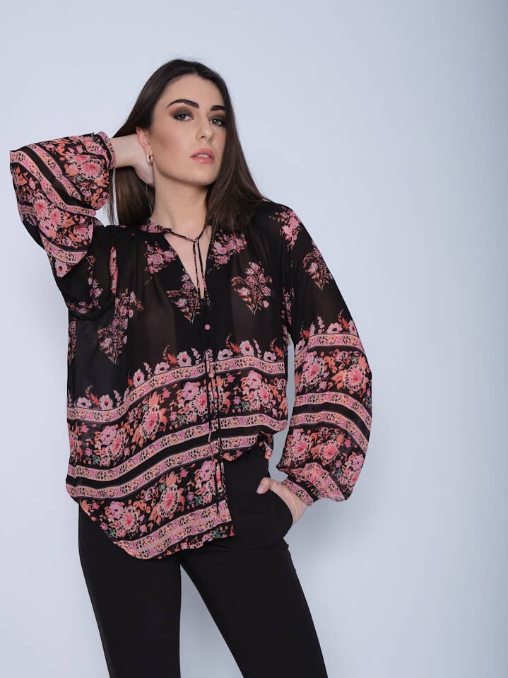 Blouse imprimée avec cordon de serrage pour la vente par Miawhitemilano