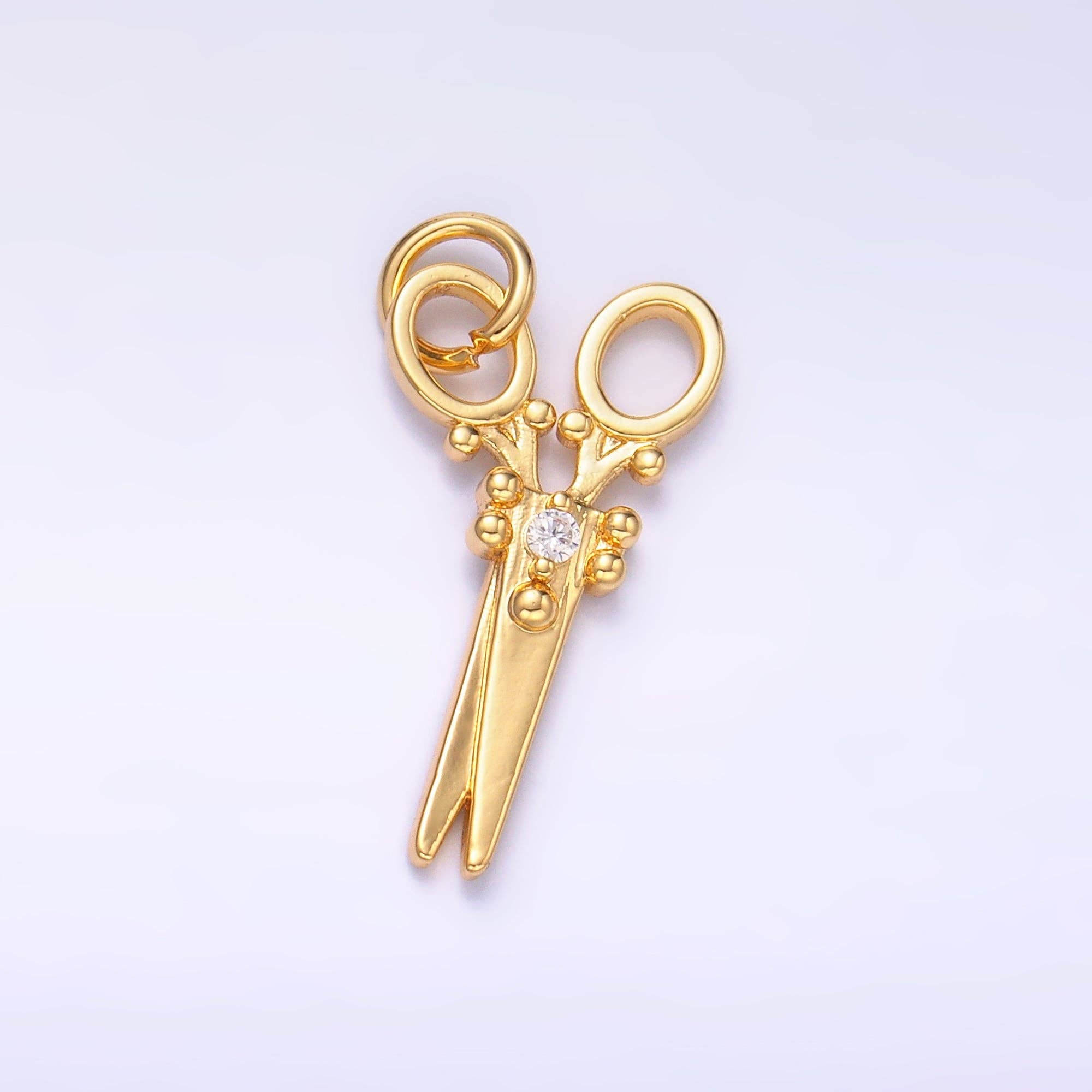 Aim Eternal - Wholesale Individual Charm/Pendant - Mini 24K Gold Filled Micro Paved Scissors Charm M-3180