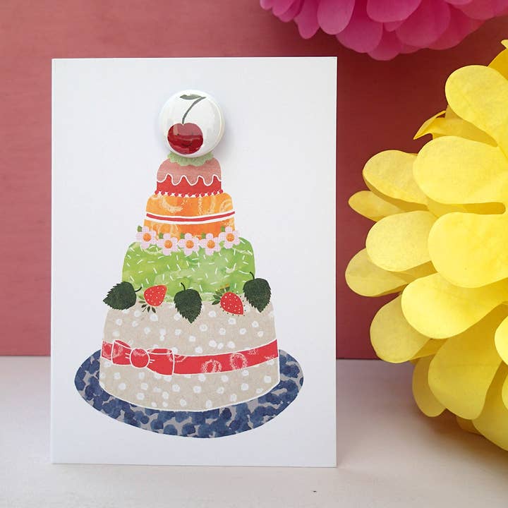 Tarjeta de felicitación con insignia - Tarta de cerezas para venta al por mayor de The Black Rabbit