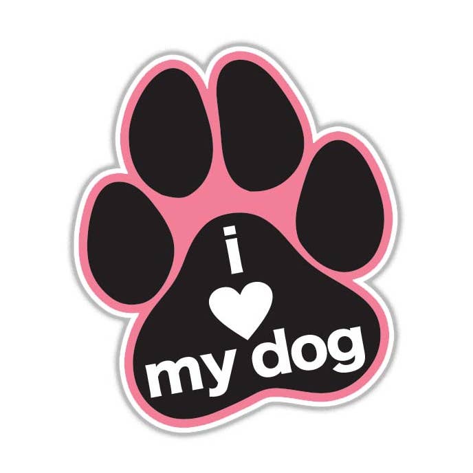 I Love My Dog Paw Waterproof Car Laptop Sticker for wholesale by MeganJDesigns