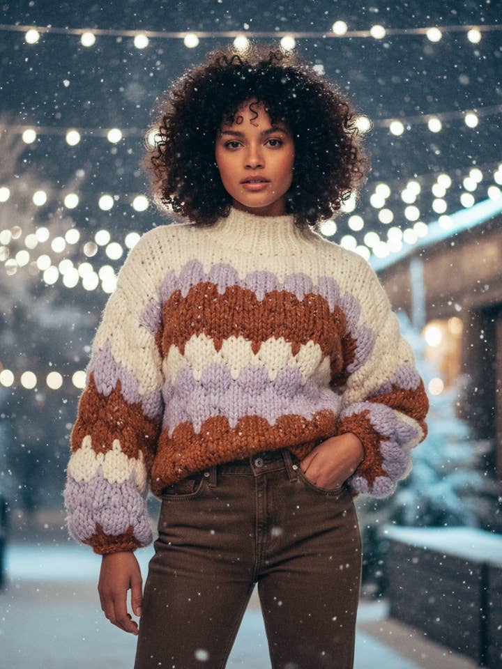 Tolani - Wholesale Knitted jumper – Women′s - Cocoa Graylin Chunky Mock Neck Sweater 0