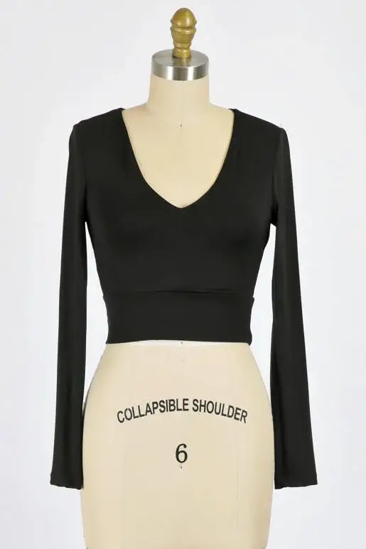 Final Touch - Venta al por mayor Jersey corto de punto - Mujer - Top Corto de Doble Capa con Escote en V - T301622