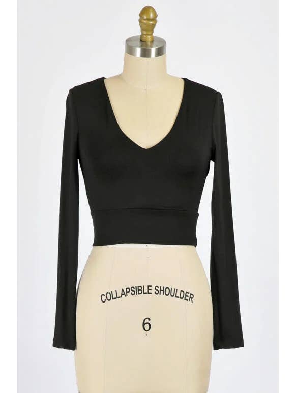 Final Touch - Venta al por mayor Jersey corto de punto - Mujer - Top Corto de Doble Capa con Escote en V - T301622