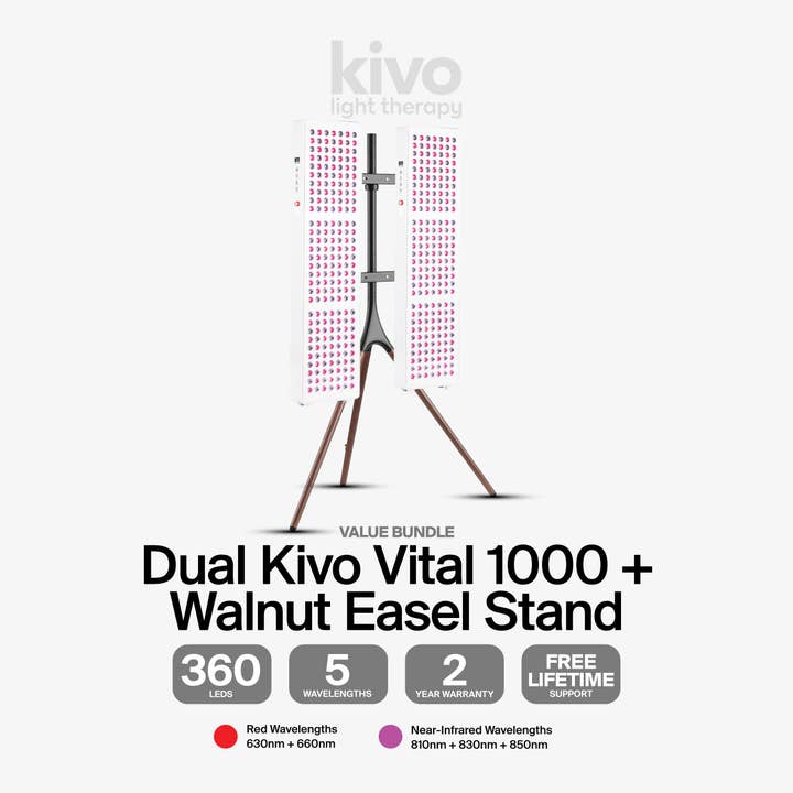 Kivo Vital 1000 Bundle: 2 x Vital 1000 & Easel Stand for wholesale by Kivo Red Light Therapy