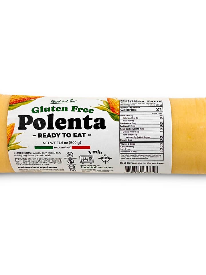 Gluten Free Polenta Ready To Eat - 500gr - by Food to Live for wholesale by Food To Live