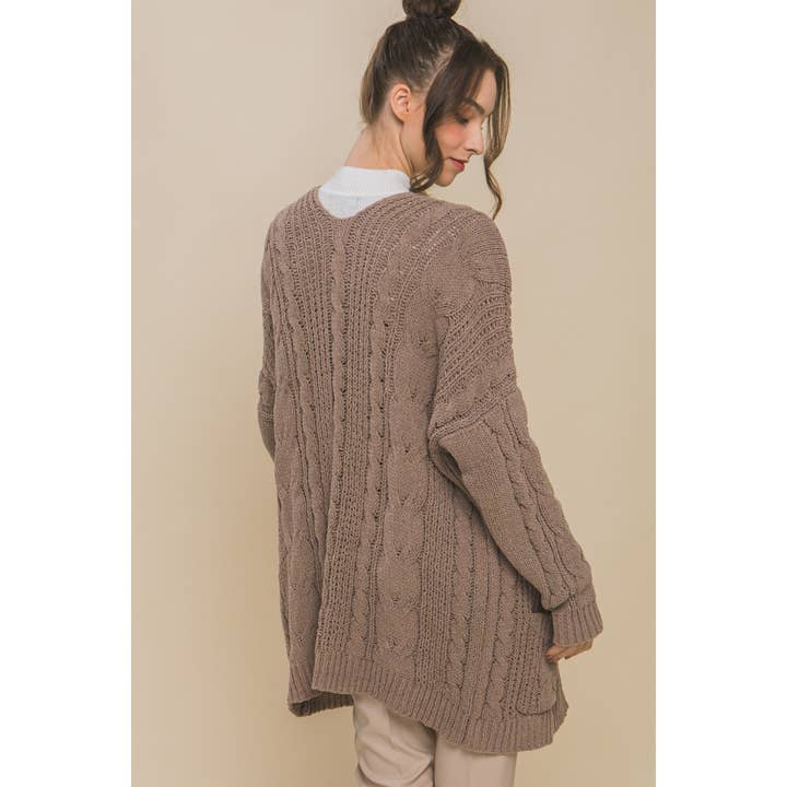 Apolline – wholesale Cardigan – Women’s – Chenille Cable Knit Oversized Open Front Cardigan