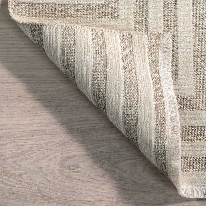 Cream Nicolai Graphic Fringed Reversible Machine Washable Area Rug for wholesale on Faire