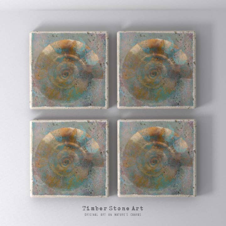 MAIN0136-9 - Conjunto de 4 Bases para Copos em Pedra Natural por atacado de Timber Stone Art