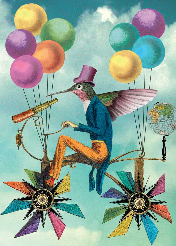 Potluck Press - Wholesale Everyday Greeting Card - Steampunk Hummingbird Greeting Card0
