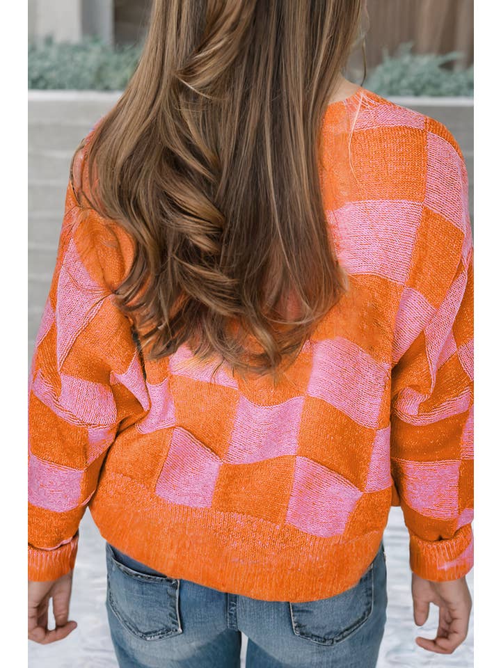 Little Daisy Closet - Vente Cardigan – femme - Cardigan à col en V boutonné à carreaux LDC1