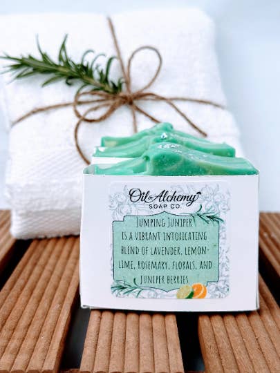 Jumping Juniper Artisan Cold Process Soap/ Palm Oil-Free/ Ve for wholesale by Oil & Alchemy Soap Co.
