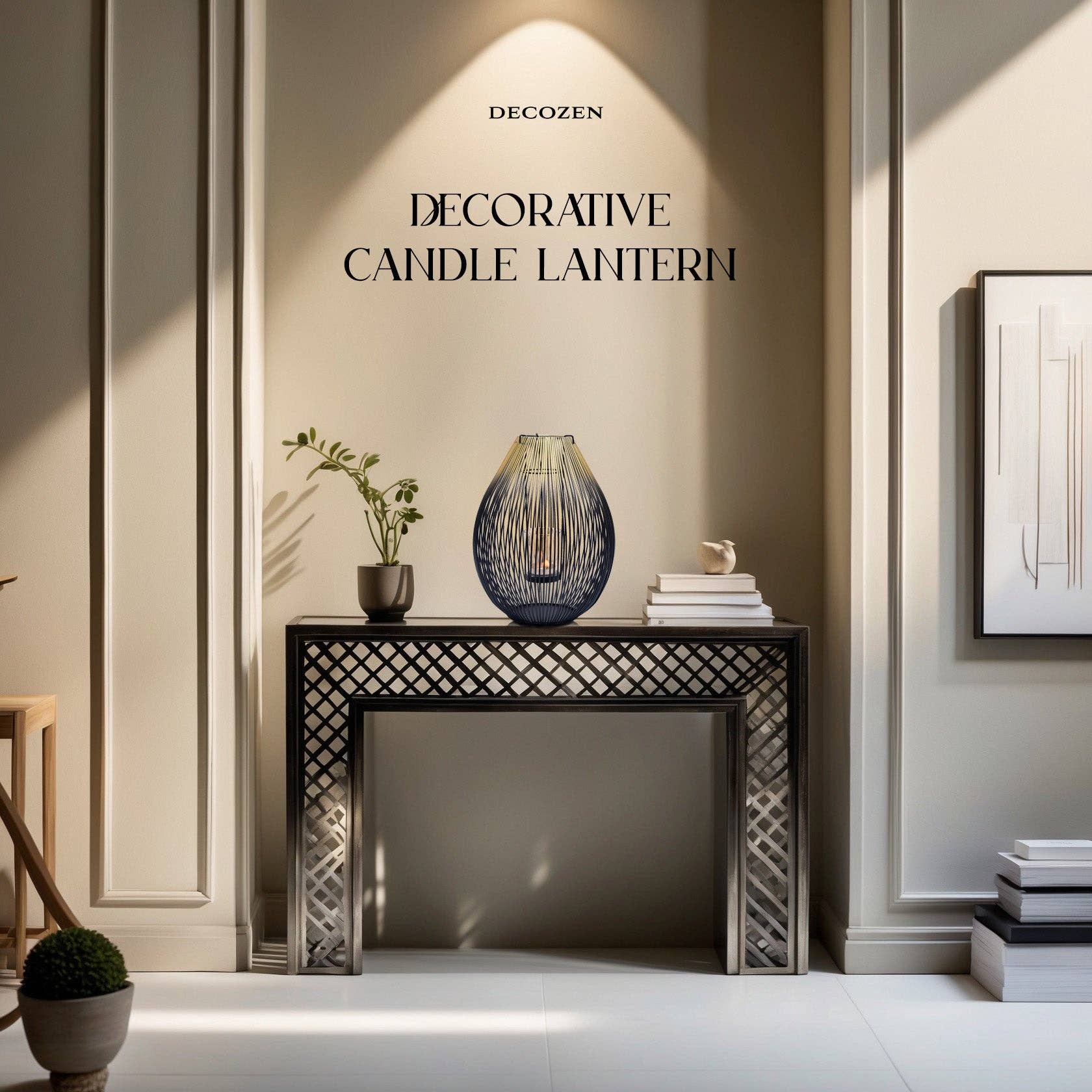 Decozen - Wholesale Candle Holder - Black and Gold Candle Holder Lantern2