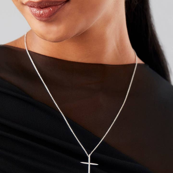 NADRI - Wholesale Pendant/Charm Necklace - IN THE AIR PAVE CZ CROSS PENDANT NECKLACE