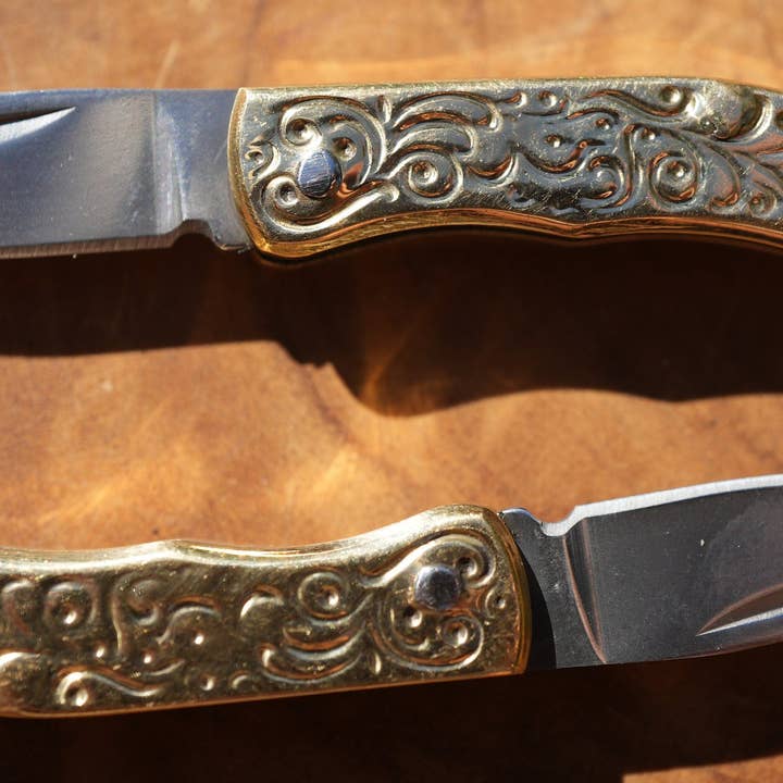 Daddy Daughter Jewelry - Wholesale Pendant/Charm Necklace - Mini Brass Knife Necklace || Pocket Knife Necklace || Blade4