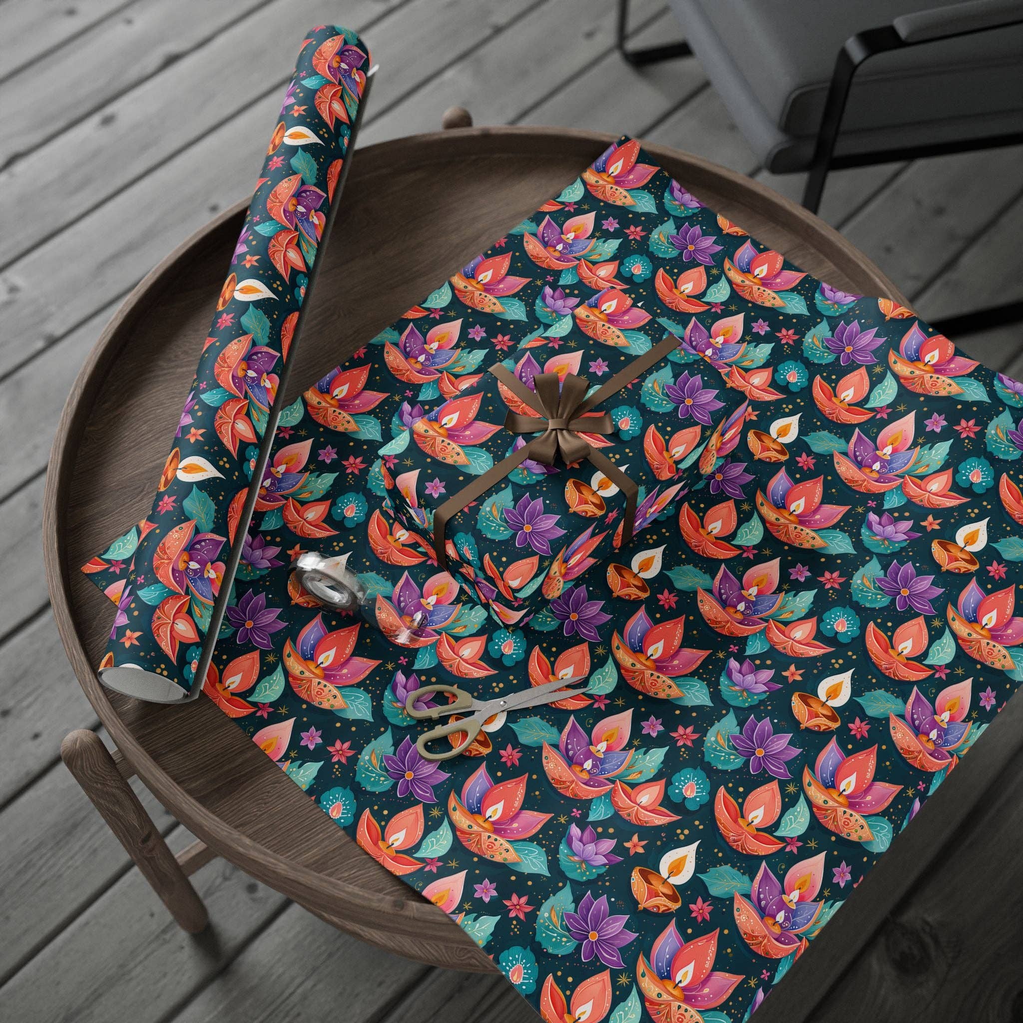 Lokipawz - Wholesale Flat Wrap - Diwali Aqua Festival Wrapping Papers13