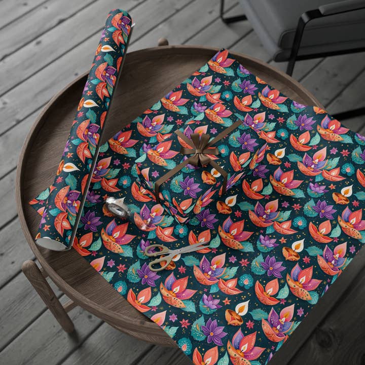 Lokipawz - Wholesale Flat Wrap - Diwali Aqua Festival Wrapping Papers13