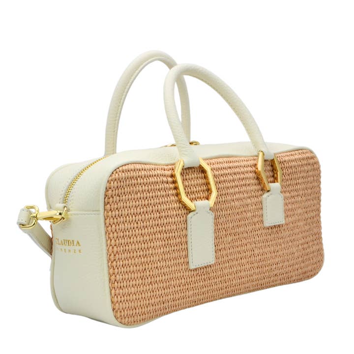Claudia Firenze – Mala com alça superior – Mulher por atacado – Lulù - Palha Branco1
