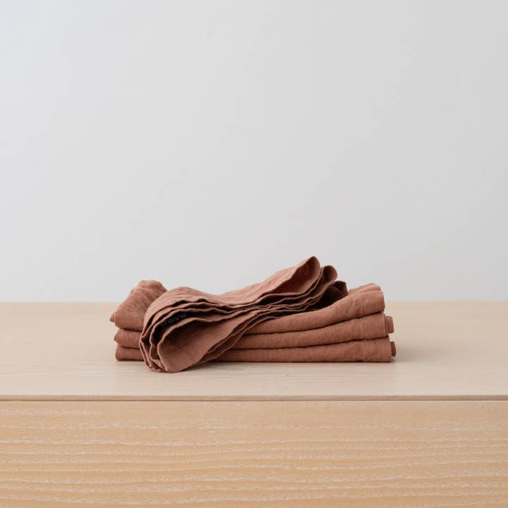 Linen Napkin Mocha Stone Washed for wholesale by LinenMe