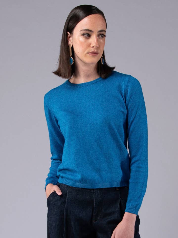 Pull à Manches Longues en Laine Mérinos et Coton Bio pour la vente par Achega Knitwear