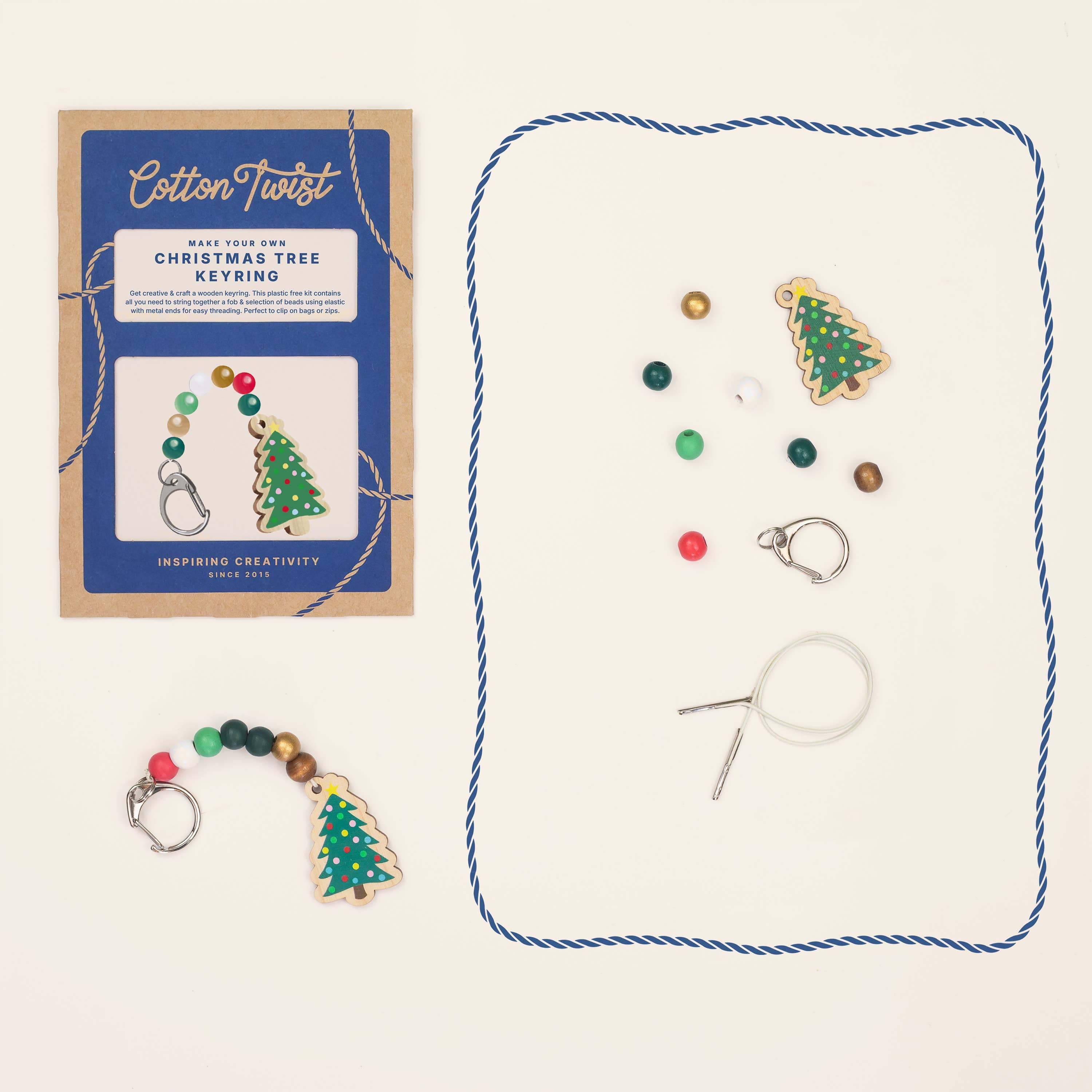 Cotton Twist (WE PREPAY ALL US DUTIES) - Vendita all'ingrosso Kit per lavoretti fai da te - Bambini - Kit per Creare il Tuo Portachiavi Albero di Natale3