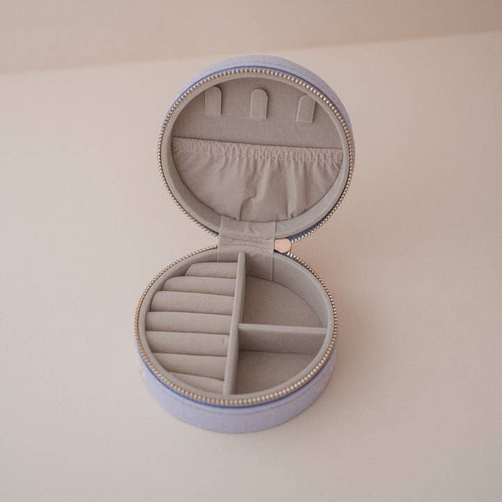 cai & jo USA - Wholesale Jewelry Box/Organizer - Travel Jewellery Case in Lilac Linen2