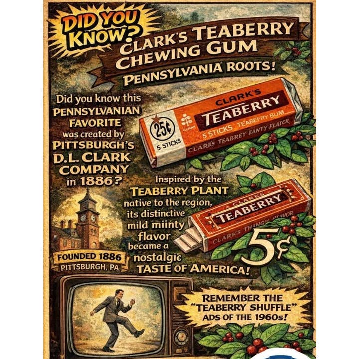 O'Shea's Candies Sweet Shop - Wholesale Chewing Gum - Nostalgic Chewing Gum 🎙️ “TEABERRY” Retro Packaging 20ct4