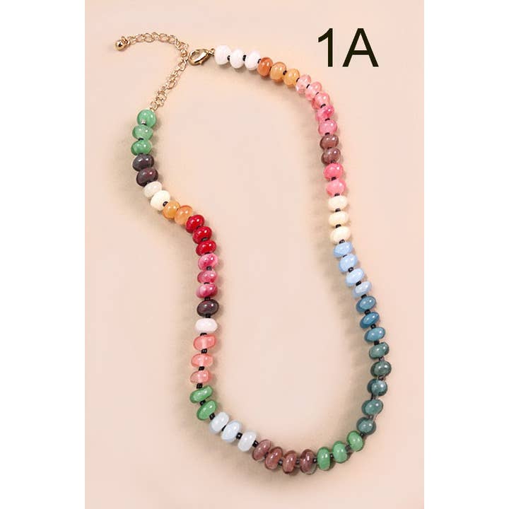 JOSSLYN by wall to wall - Wholesale Beaded/Pearl Necklace - NATURAL AGATE GLASS SEMI PRECIOUS BEAD NECKLACE | 80N896