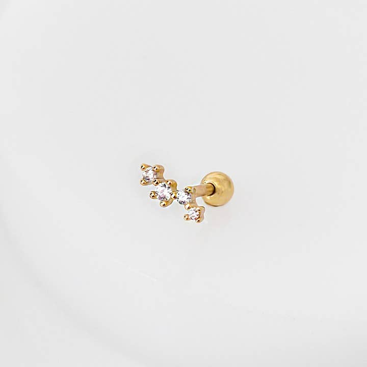Stardust Diamante Gold Barbell Earring for wholesale by Wanderlust + Co