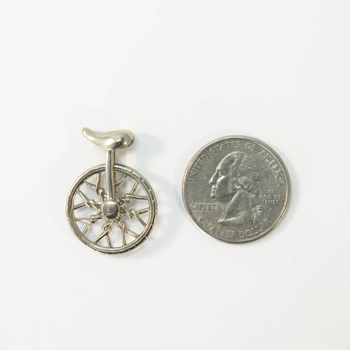 Ajmer by Jodi - Wholesale Individual charm/pendant - Small Lotus Spoke Unicycle Pendant ~ White Brass8