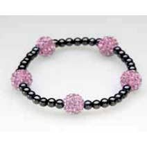 Pink Crystal 5 Balls Magnetic Stretch Bracelet for wholesale by Magnehealth