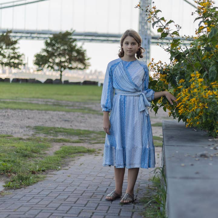 Vestido Cruzado de Flores a Rayas 223 para venta al por mayor de Frills and Freckles