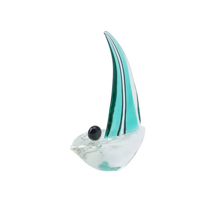 CGB Giftware – wholesale Decorative tabletop object – Coast to Coast Green Glass Sailing Boat2