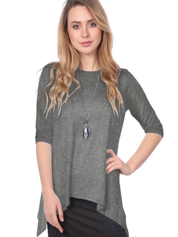 Kosher Casual - Wholesale Tunic - Women's - Modest Handkerchief Tunic Top - 3/4 Sleeve Comfort Flow Design