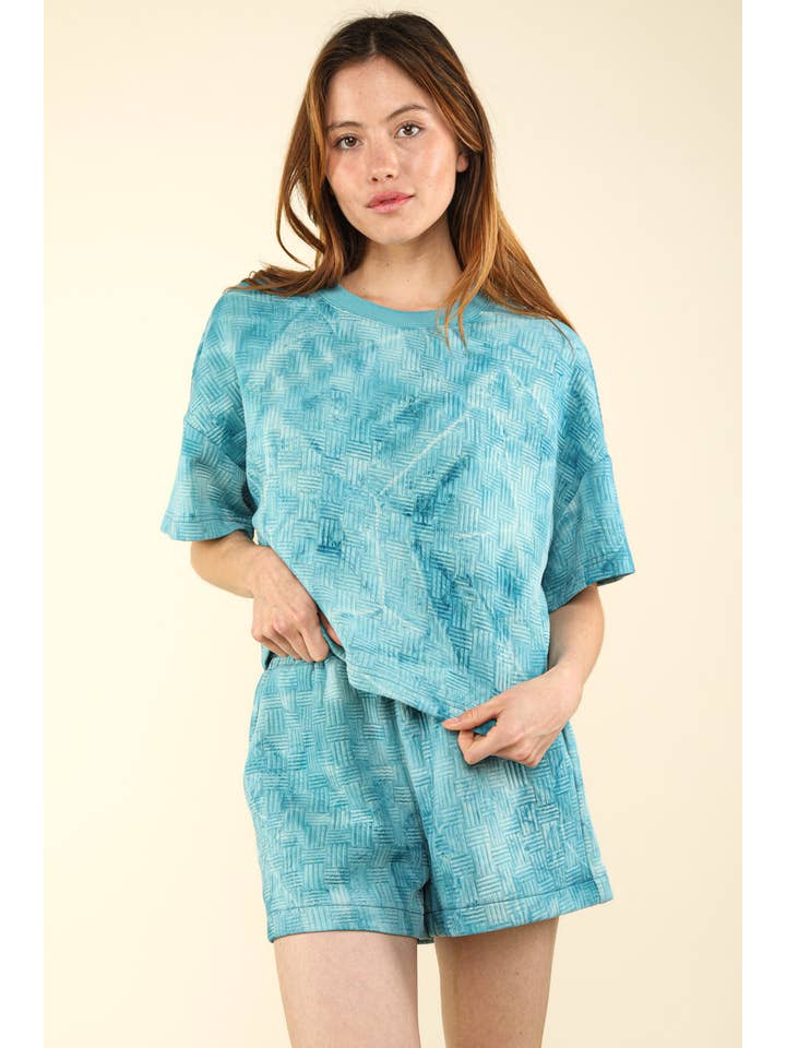 VERY J – Engroshandel Loungesæt - Dame – NT11780SET-Quiltet vasket behagelig striktop og shorts sæt20