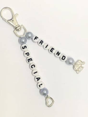 Blue Special Friend Keychain for wholesale by The Little Bit Personal Co