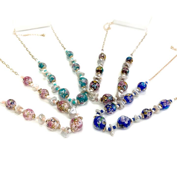 StarryNYC - Wholesale Beaded/Pearl Necklace - Murano High Quality Glass Beads with Pearl Linked Necklace5