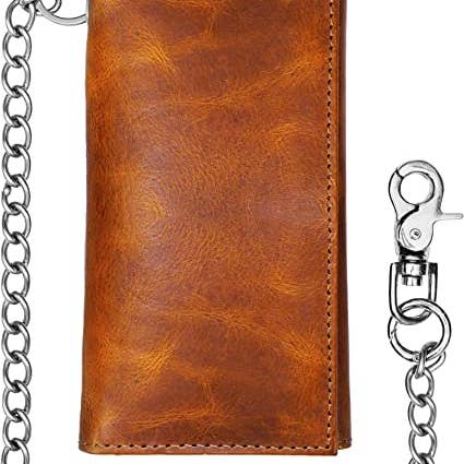 Biker Wallets for Men with Chain - Brown Leather Wallet for wholesale by RAWHYD Leather Co.