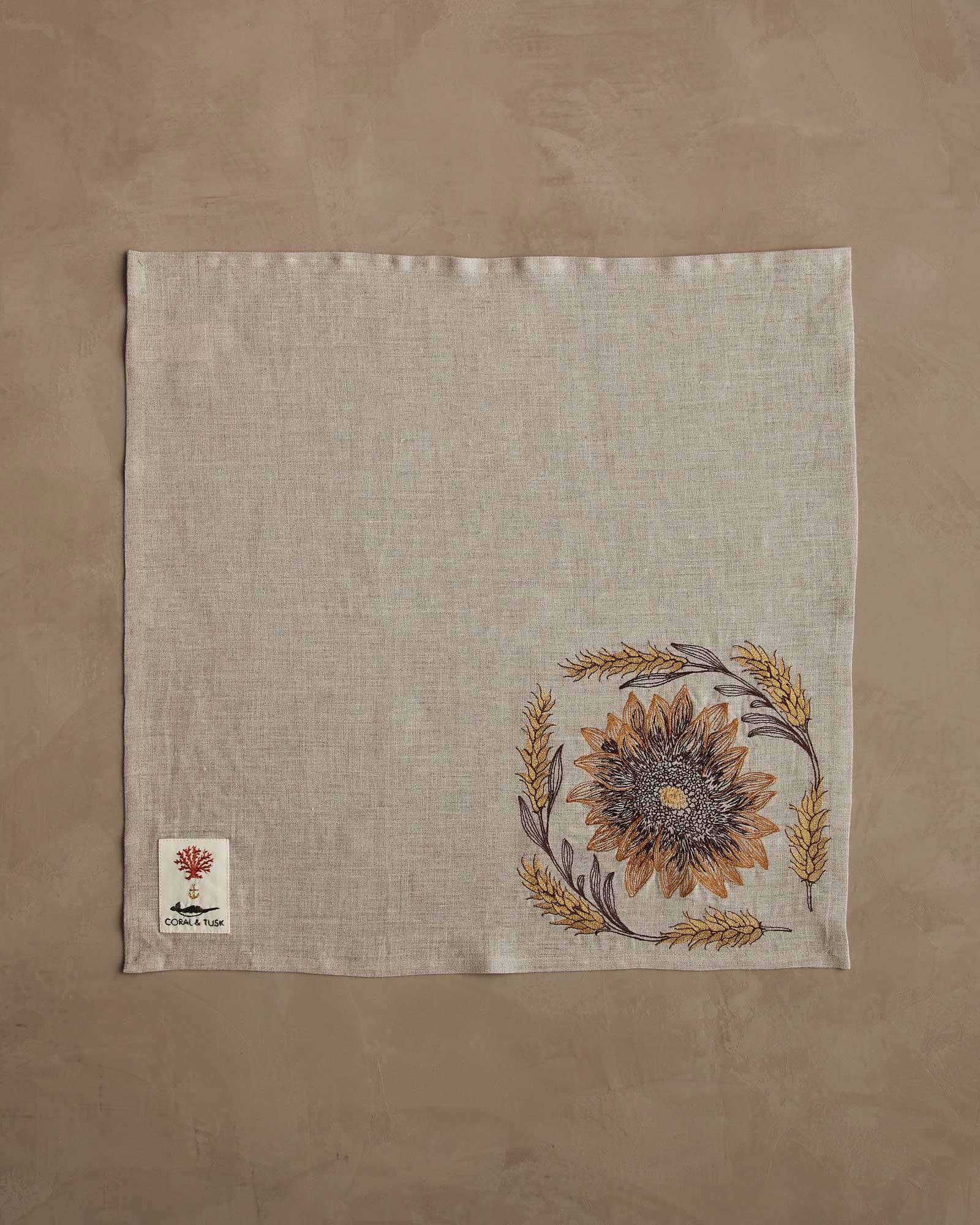 Coral & Tusk – wholesale Dinner & cloth napkin – Sunflower and Wheat Dinner Napkin1