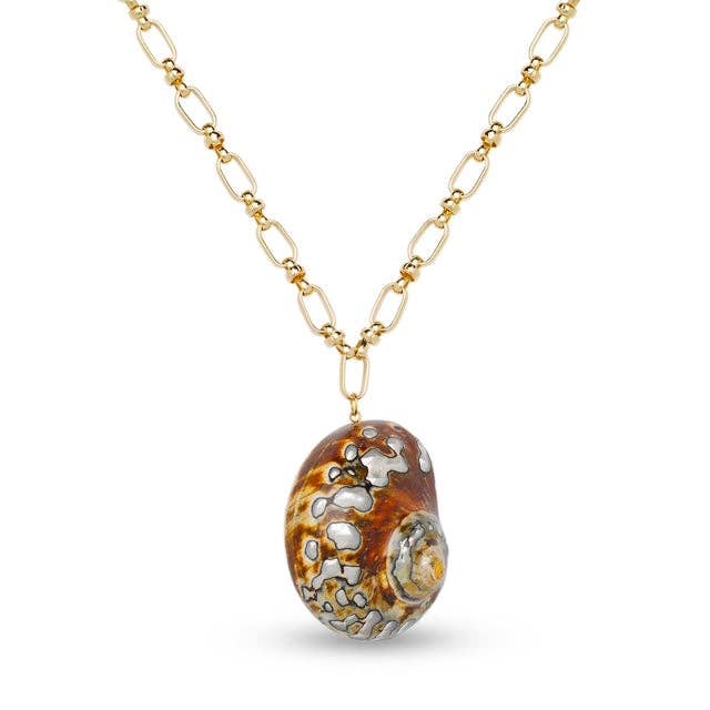 Tori Shell Gold Link Necklace for wholesale by OIYA