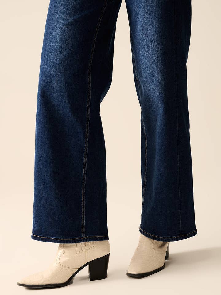 BLUE dark wash Wide Leg Stretch Denim Jeans for wholesale on Faire7