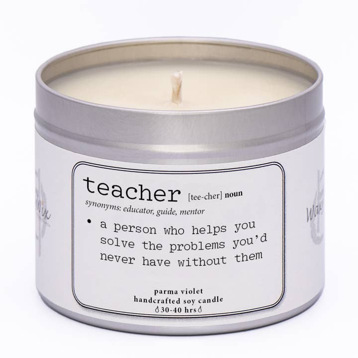 Profesor: Sustantivo, Definición. Regalo de vela para profesor. para venta al por mayor de The Wicklow Witch Ltd