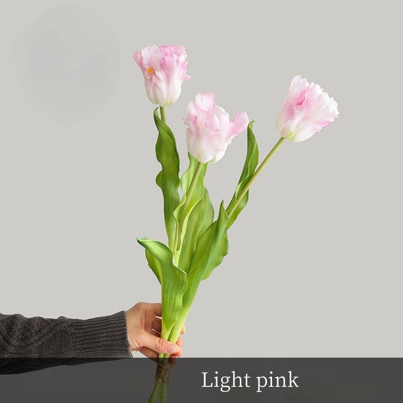 ACNITE(We cover U.S. import duties) - Wholesale Artificial Flowers - 3 flowers  artificial tulips bunch real touch Parrot tulips1