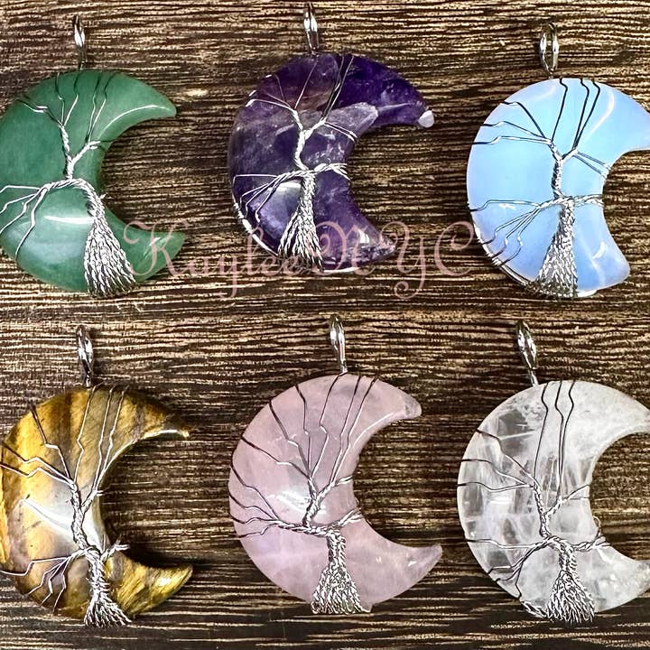 KayleeNYC - Wholesale Individual Charm/Pendant - Hand Wrapped Crystal Moon Pendant