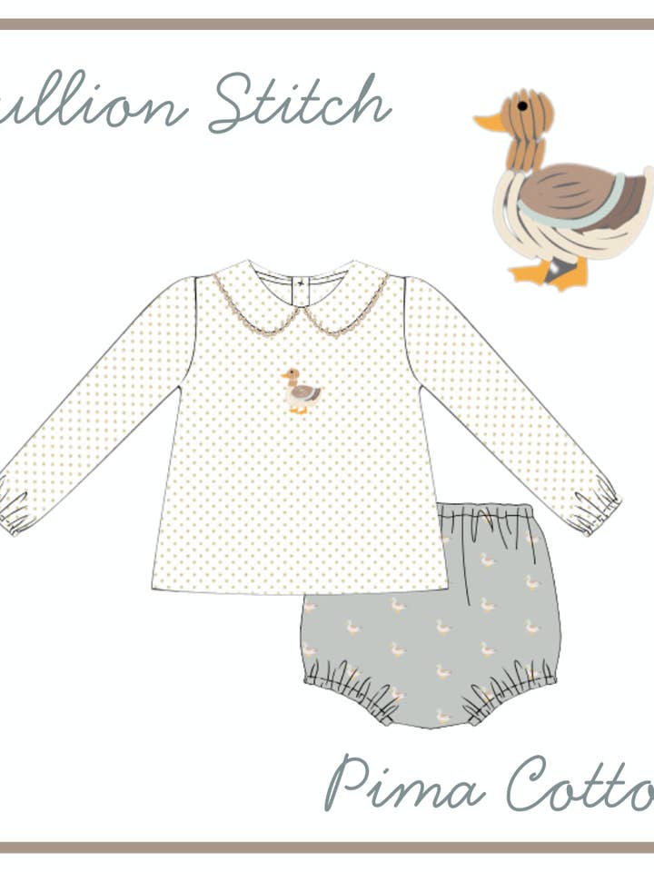 December Arrival BOYS Pima & Bullion Stitch Mallard Diaper Set for wholesale by The Seaside Proper Children’s Company
